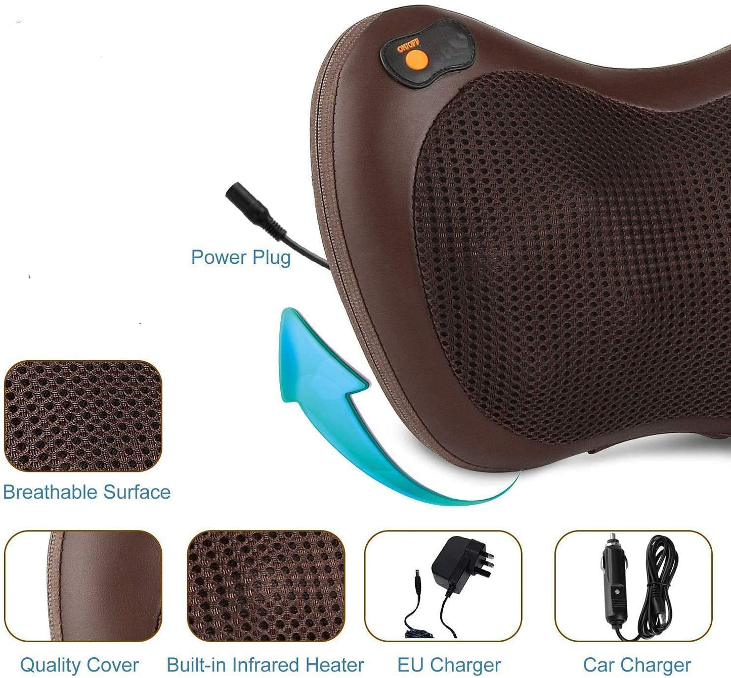 Shiatsu Massage Pillow – Melt Away Neck & Back Tension