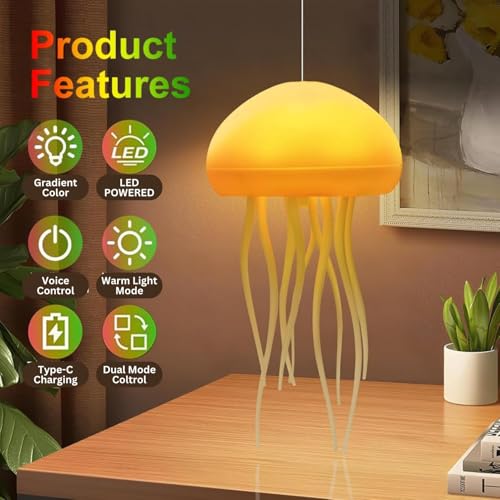 Jellyfish LED Night Light – 7-Color Changing Lamp | ABS Baby Room Decor, Kids Night Lamp with Hanging & Base Night Lamp (Jellyfish)|B0FNMHVYJY