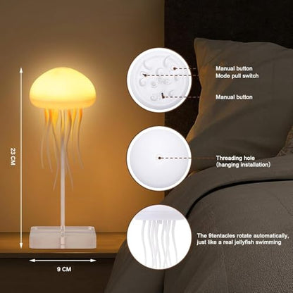 Jellyfish LED Night Light – 7-Color Changing Lamp | ABS Baby Room Decor, Kids Night Lamp with Hanging & Base Night Lamp (Jellyfish)|B0FNMHVYJY