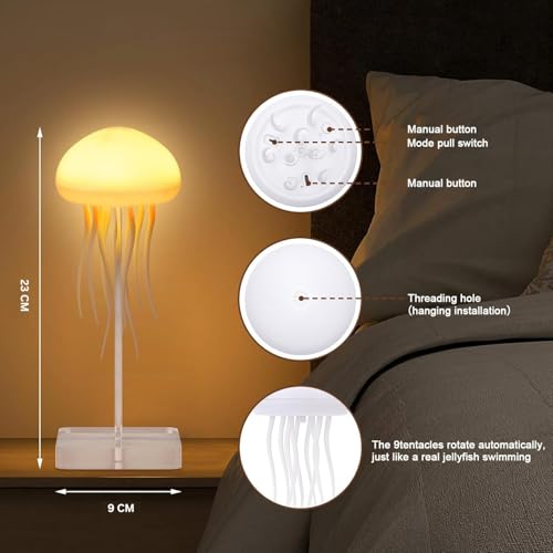 Jellyfish LED Night Light – 7-Color Changing Lamp | ABS Baby Room Decor, Kids Night Lamp with Hanging & Base Night Lamp (Jellyfish)|B0FNMHVYJY