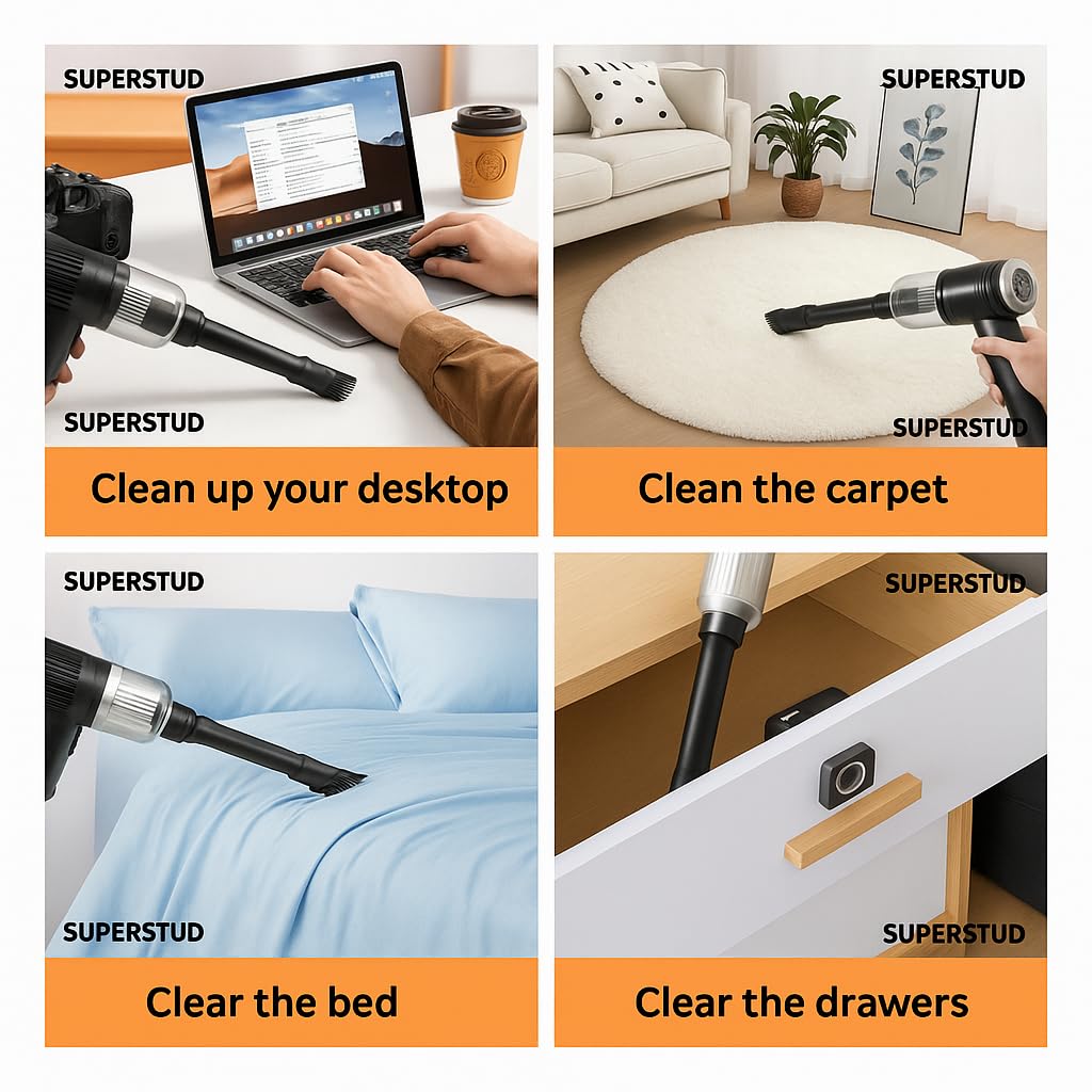 DDN_R_ Car Vacuum Cleaner 3 in 1 with 3 Attachments & Blower | Cordless Handheld Vacuum Cleaner for Wet & Dry Cleaning for Home/Office/Car/Keyboard/Travel/Sofa/Office