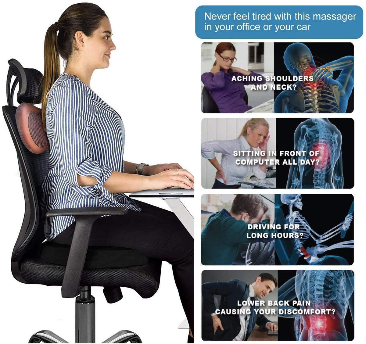 Shiatsu Massage Pillow – Melt Away Neck & Back Tension