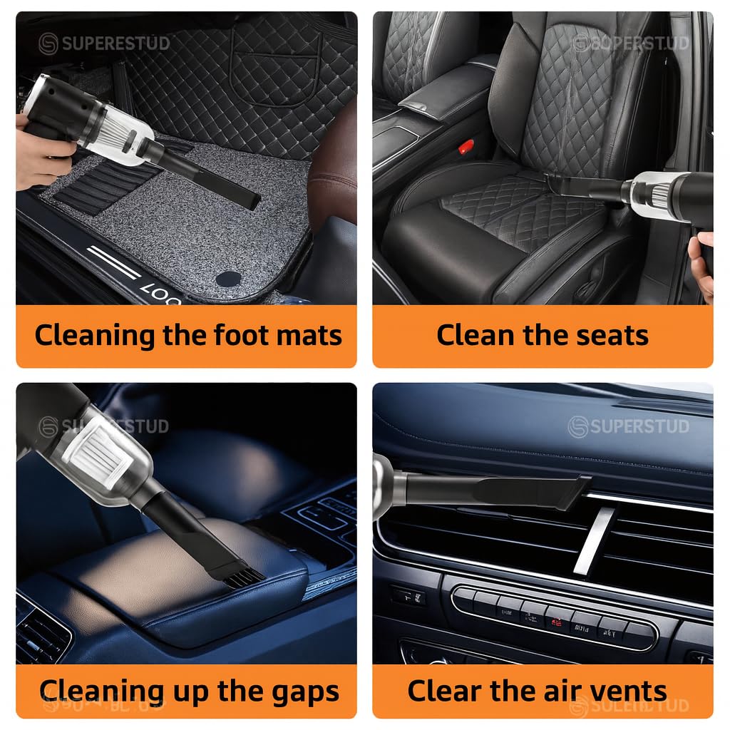 DDN_R_ Car Vacuum Cleaner 3 in 1 with 3 Attachments & Blower | Cordless Handheld Vacuum Cleaner for Wet & Dry Cleaning for Home/Office/Car/Keyboard/Travel/Sofa/Office