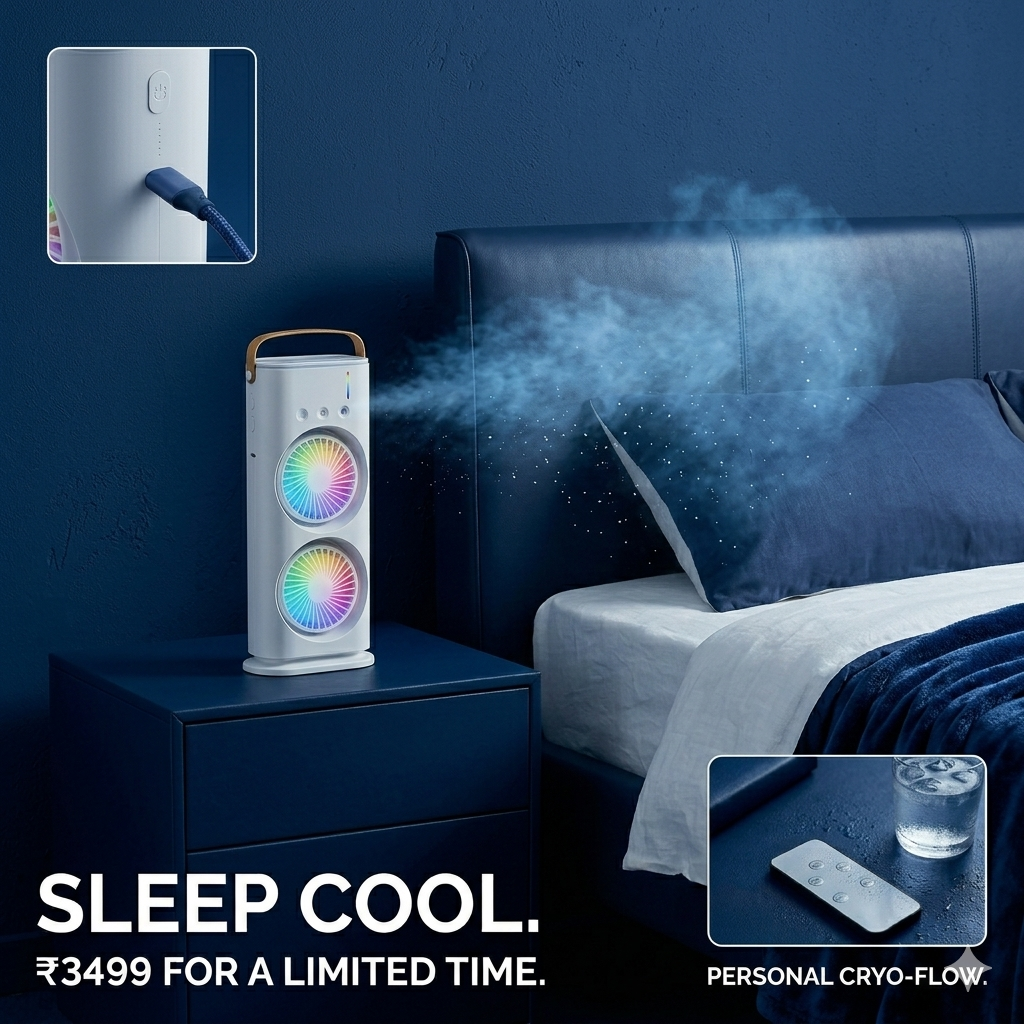 Mezzo Mini Air Cooler with Mist & LED ❄️💡 | Portable Cooling Fan