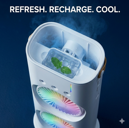 Mezzo Mini Air Cooler with Mist & LED ❄️💡 | Portable Cooling Fan
